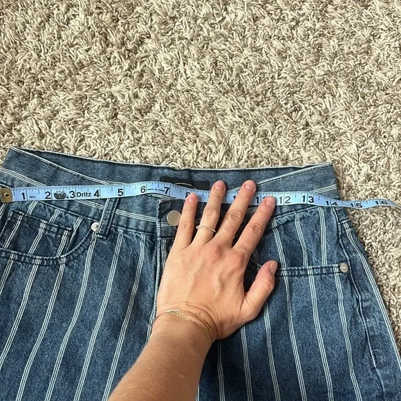 Cider Denim Pants Striped White and Blue size Medium - Picture 10 of 11